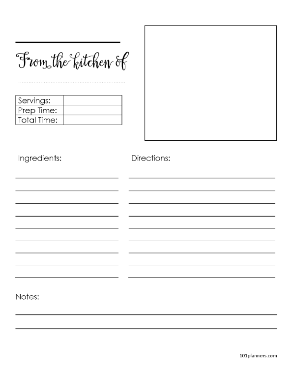 Recipe card template in Word