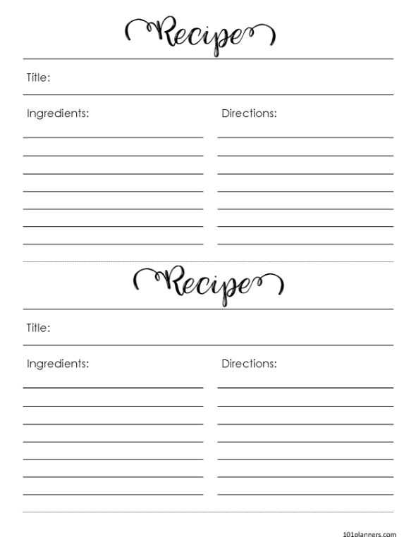 Recipe card template in Word