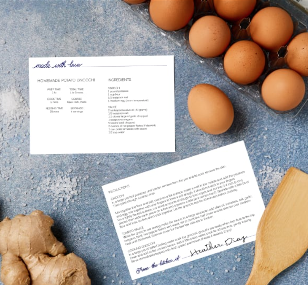 Print recipe cards in a printer