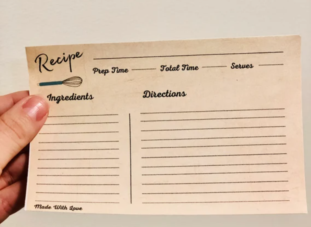 Print recipe cards in a printer